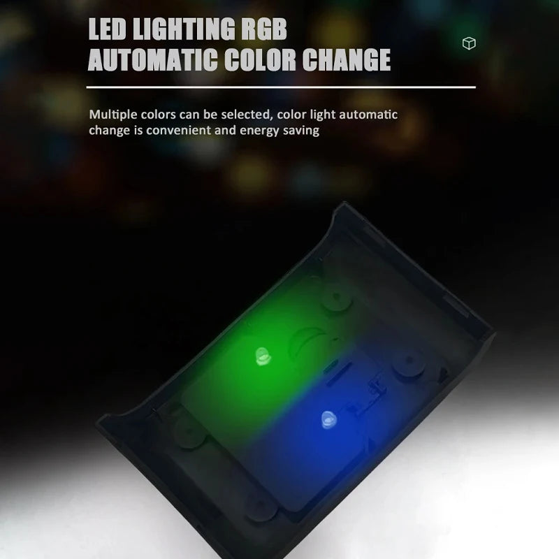 Desktop Transparent Acrylic Fish Tank Plastic Small Goldfish Tank Creative Aquarium with LED Light Decoration (No Batteries)