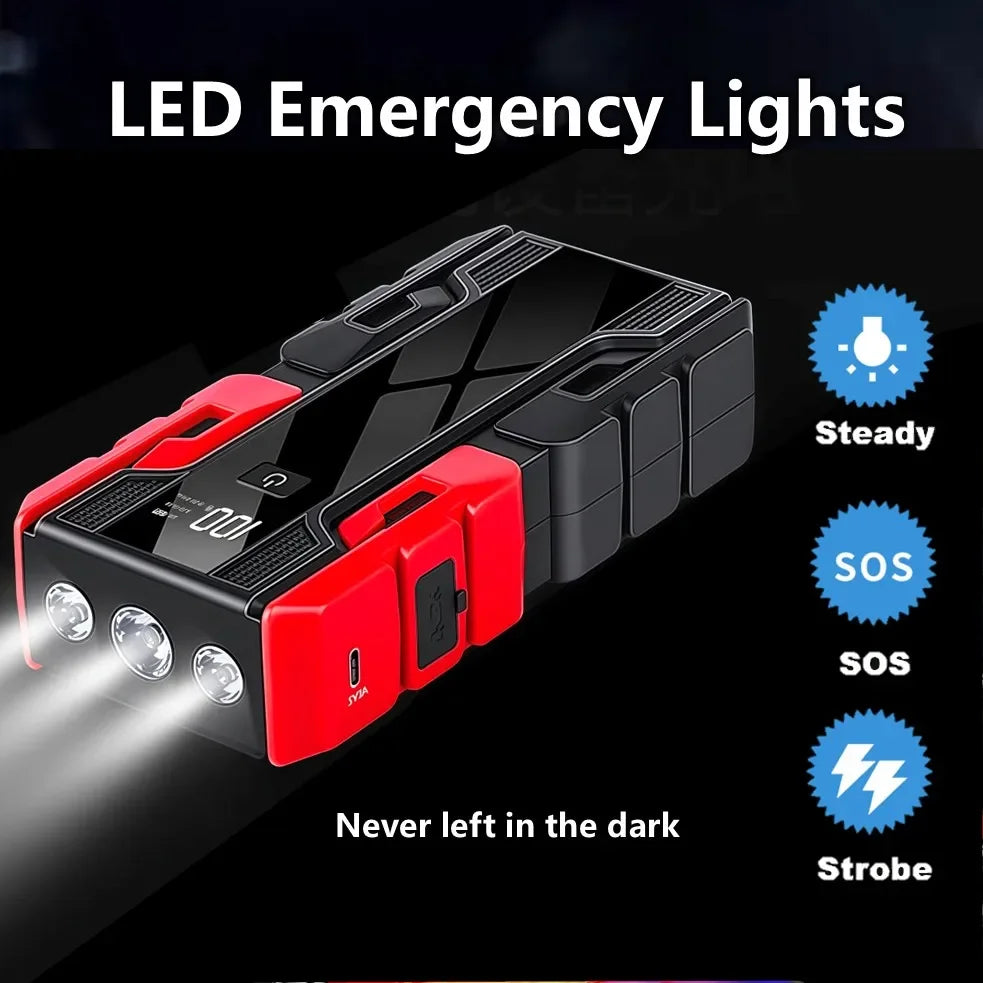 Boost your ride with this upgraded portable car jump starter battery pack—compact, powerful, and ready whenever you are!