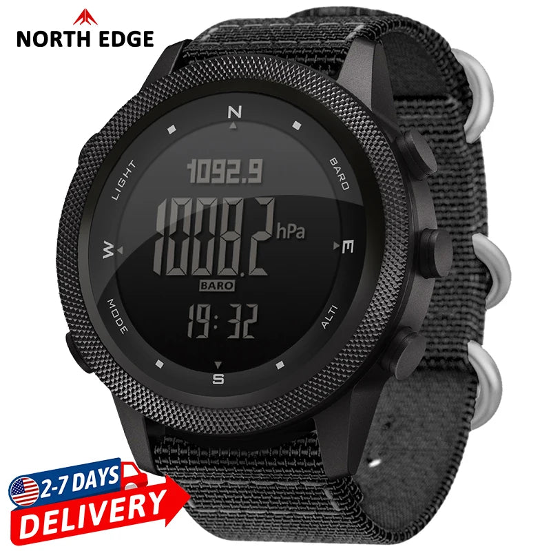 NORTH EDGE APACHE-46 Men's Digital Watch Outdoor Sports Running Swimming WR50M Outdoor Sport Watches Altimeter Barometer Compass