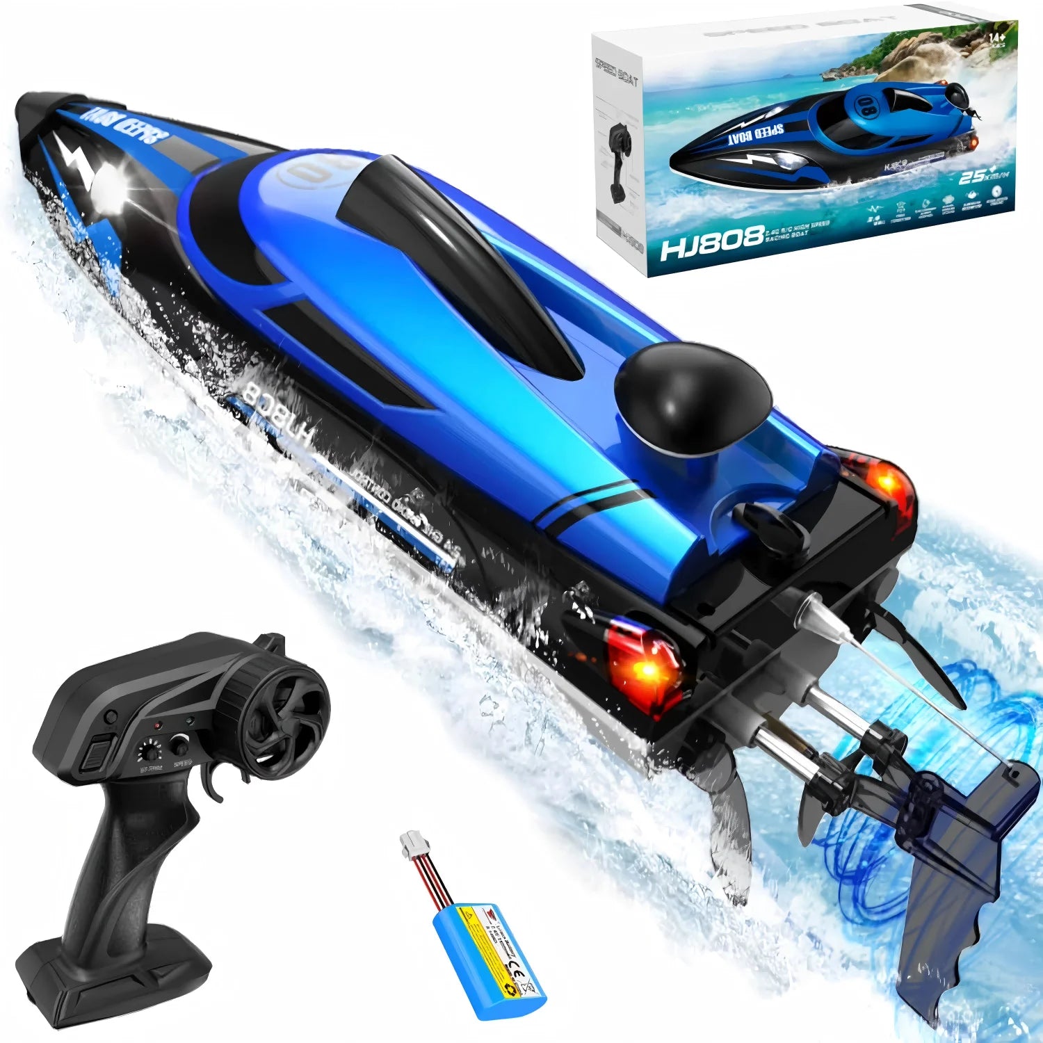 HJ808 RC Battery Boat 2.4Ghz 25km/h High-Speed Remote Control Racing Ship Water Speed Boat Children Model Toy Gift
