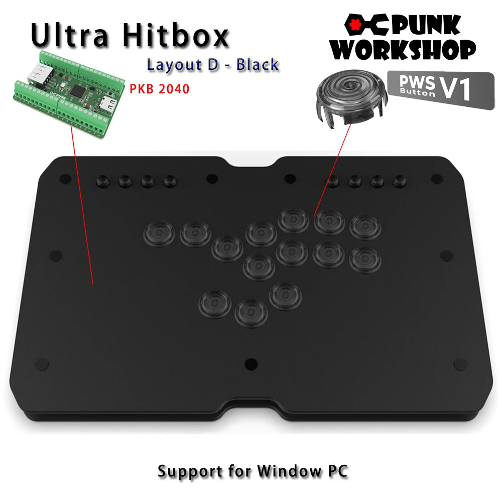 Punk Workshop Mini HitBox SOCD Fighting Stick Controller Newest Version Support Switch/PC (Windows®11 / 10) Handle Fight Console
