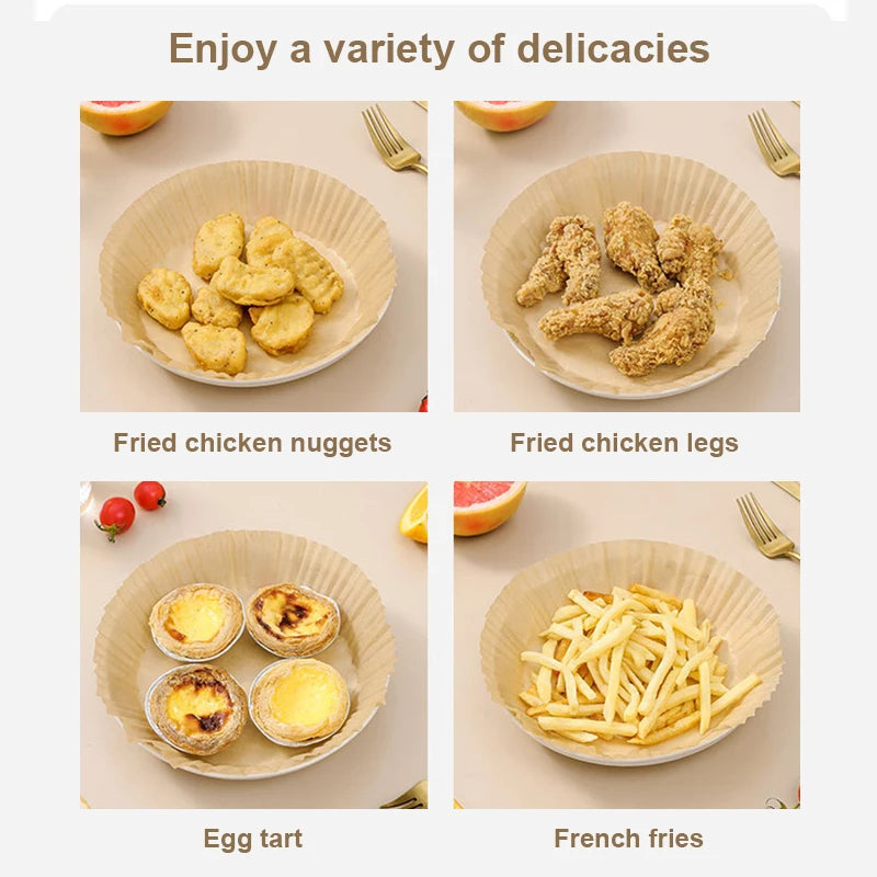 50/100pc Silicone Oil Paper Holder For Air Fryers Disposable Baking Oil Absorbing Baking Tray Paper Food Grade Non Stick Kitchen