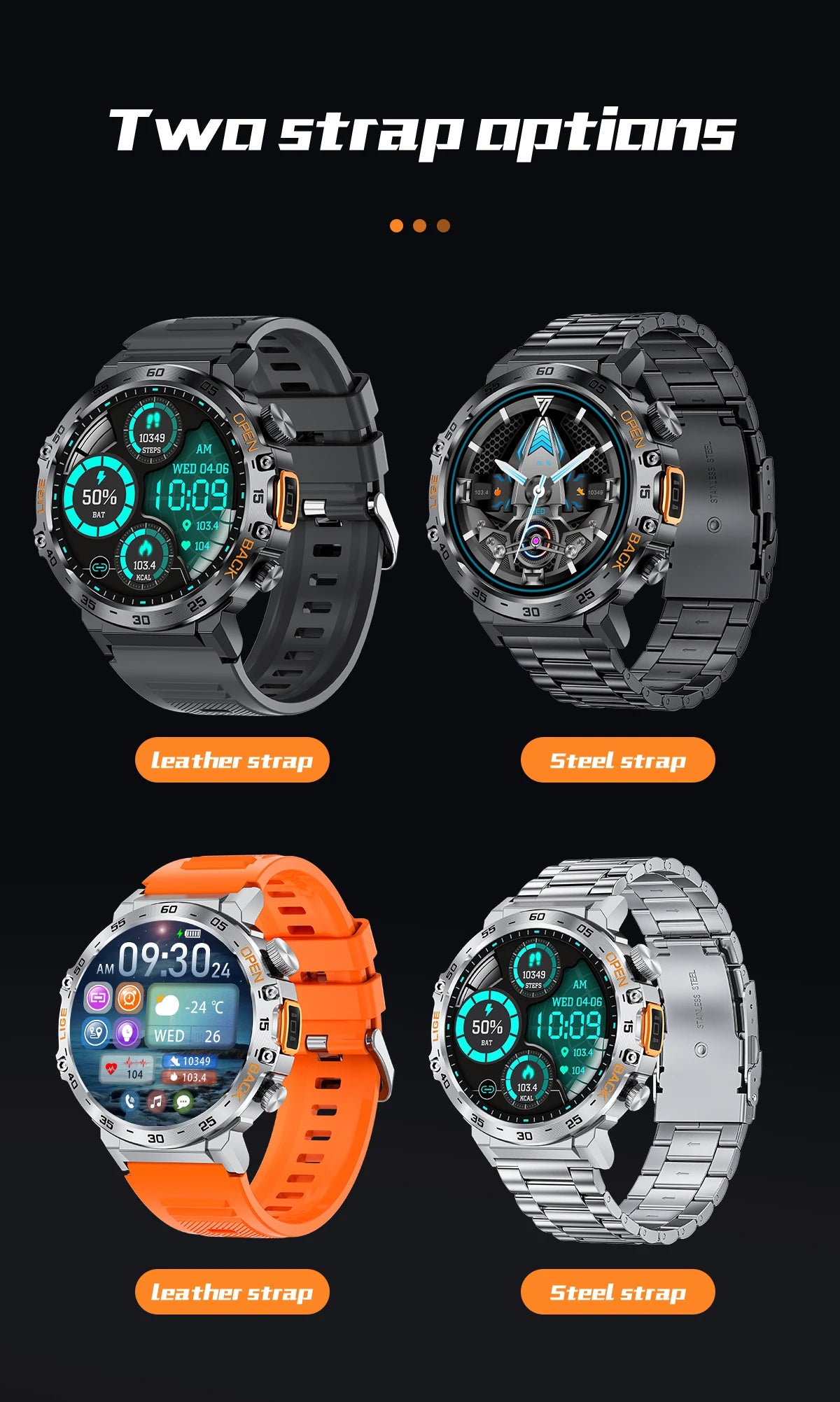 Stay active and connected with this men's smart watch featuring an HD screen, waterproof design, sports fitness tracking, and a handy flashlight—compatible with Android and iOS!