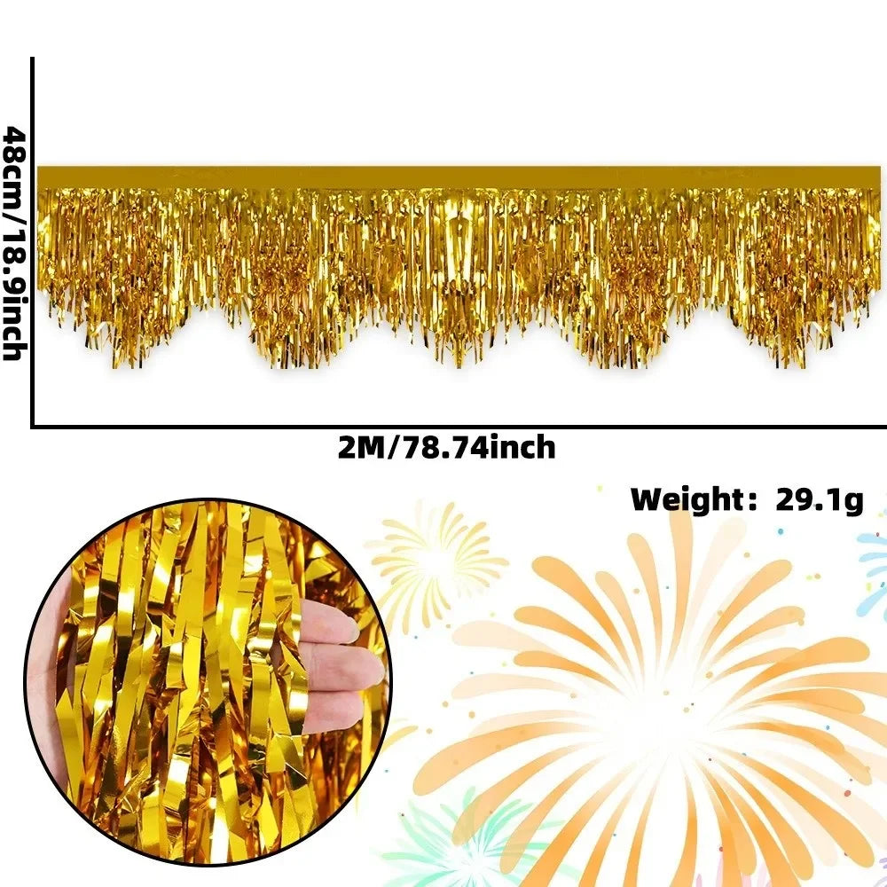 Multicolor Drizzle Garland Encryption PET Metallic Foil Fringe Thickening Background Ornament Tassel String Party Supplies