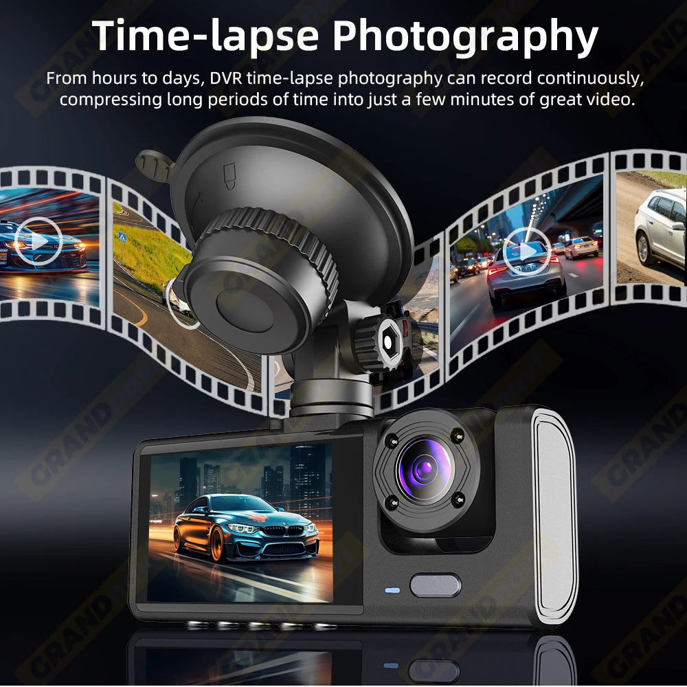 Dash Cam for Cars WIFI APP Car DVR 3 Channel Front Camera Video Recorder Rear View Camera for Vehicle Black Box Car Assecories