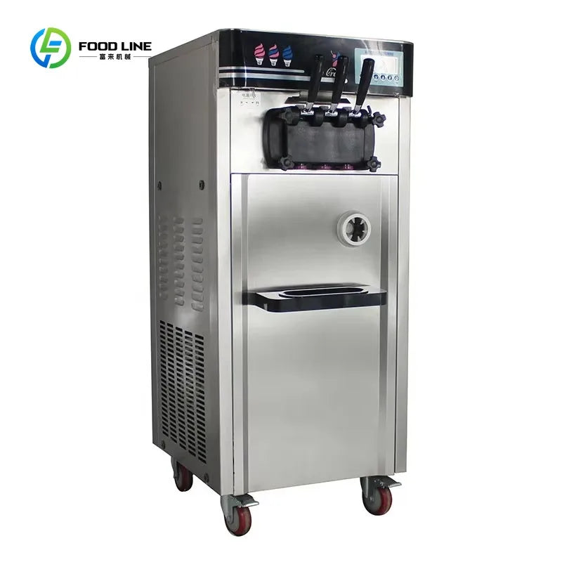 Commercial Ice Cream Machine with LED Display Self-Cleaning 3 Flavors Frozen Yogurt Maker for Restaurant Cafe Customized