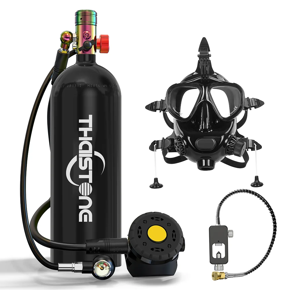 THAISTONE-Scuba Diving Air Tank with Mask Underwater Breath Air Tank, Oxygen Tank, Snorkeling Equipment, 2.3L, 30-40 Minutes