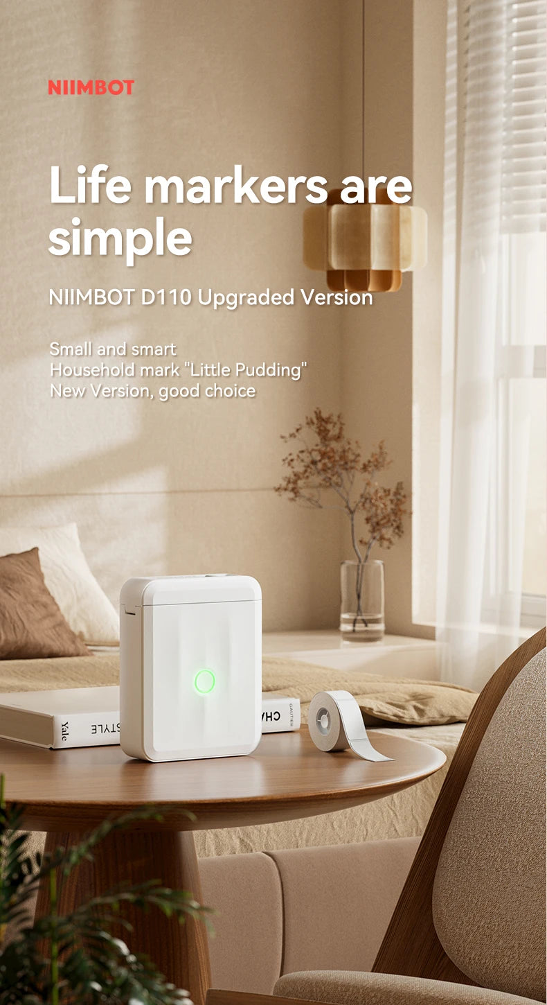 Niimbot D110M Label Thermal Self-Adhesived Printer Wireless Bluetooth Mini Portable Printer D110 Updated Version Sticker Maker