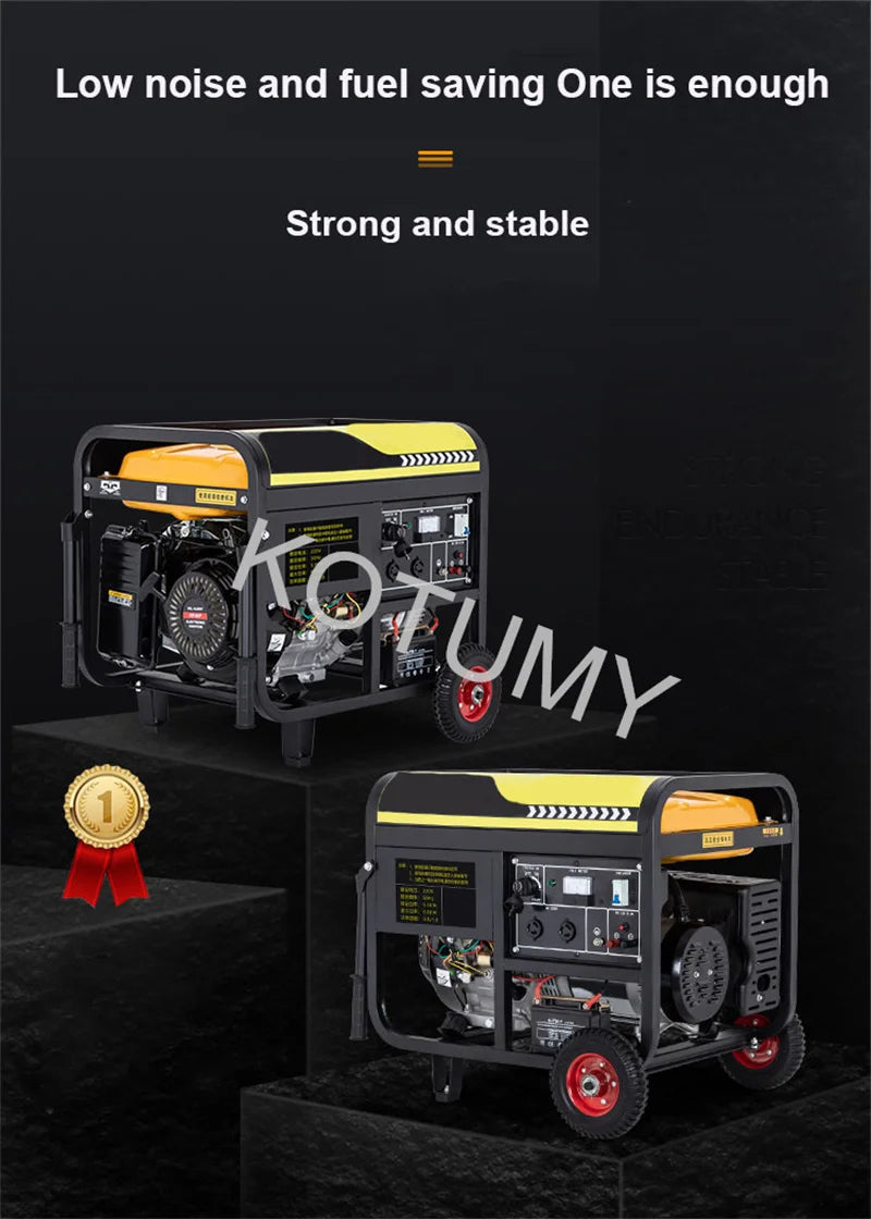 Reliable and powerful, this high-power household gasoline generator is perfect for flood control and disaster relief—featuring both manual and electric start with 220V output for essential backup power!