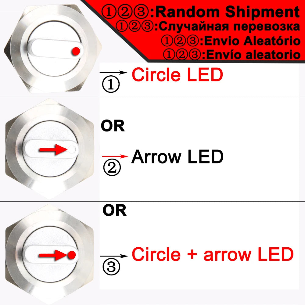 22mm 2/3 position Metal Selector Latching Push Button knob Rotary Switch DPDT SPDT 12V LED Illuminated 1NO1NC/2NO2NC ON OFF lock