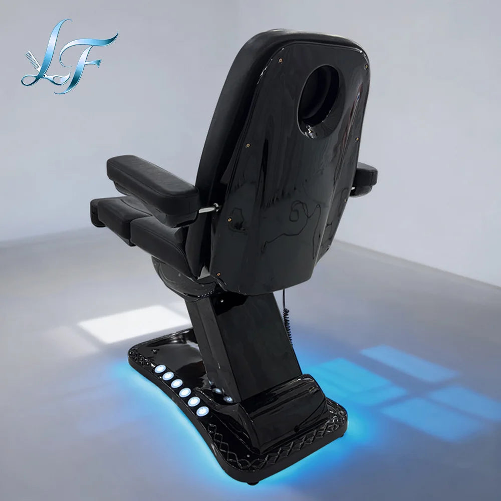 Black Electric 3 Motor Aesthetic Reclining Examination Tattoo Chair Spa Massage Table Cosmetic Facial Beauty Bed Professional
