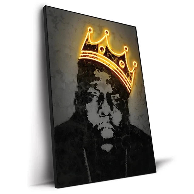 Abstract Neon Rapper Star Posters 2Pac Hip Hop Singers Wall Art Pictures Graffiti Canvas Painting Home Room Bar Decor NO LED