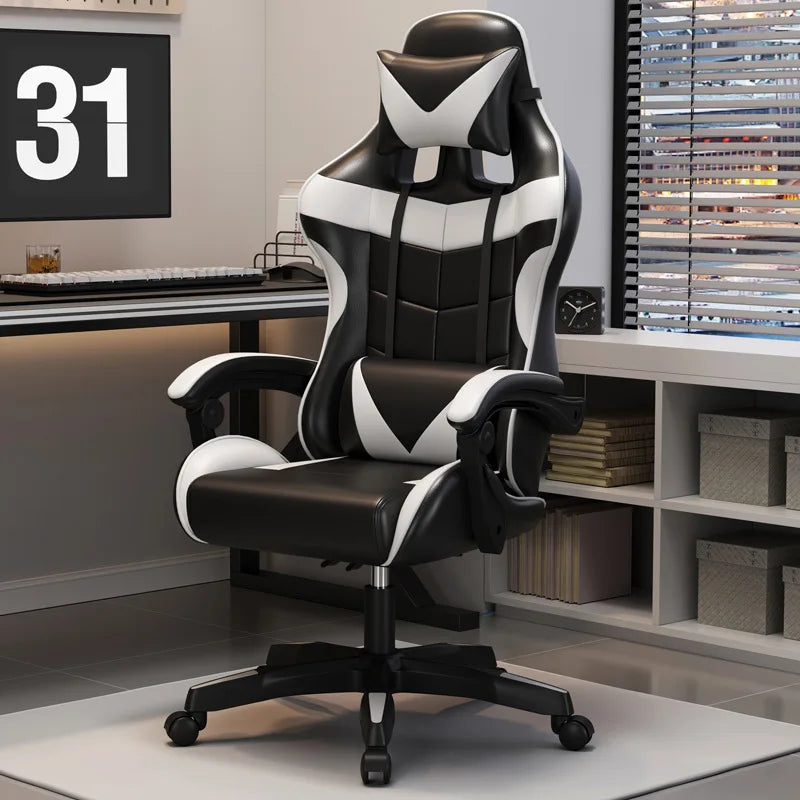Gaming Chair Ergonomic Office Chair Adjustable Swivel Computer Chair Silent Wheels Lumbar Support Comfortable Seat Home