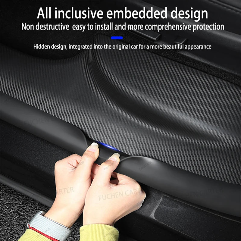For Tesla Model YL 2026 TPE Front Rear Door Sill Protector Threshold Strip Waterproof Anti-kick Guard Panel Interior Accessories