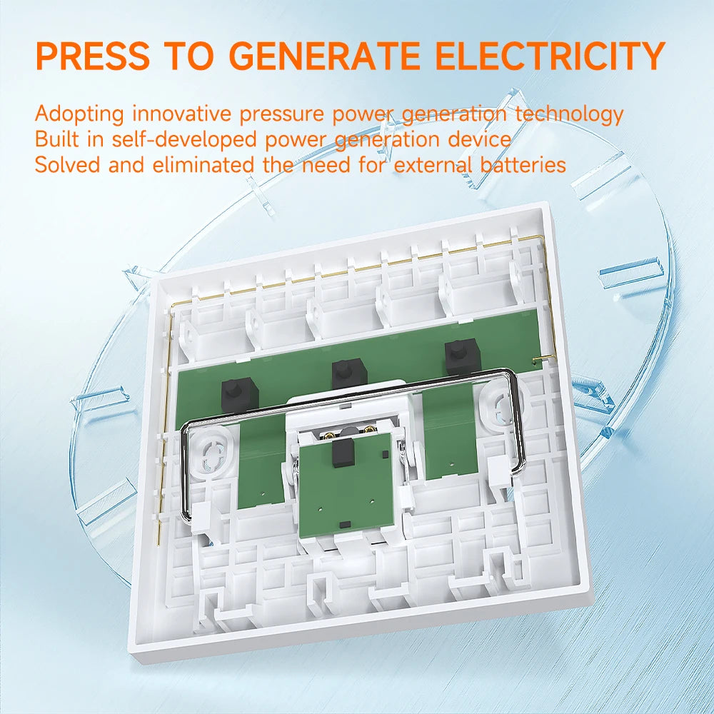 New High-End No Battery Self Powered Wireless Switch 1/2/3 Gang High-Sensitivity Kinetic Switches Rf433mhz Waterproof Panel