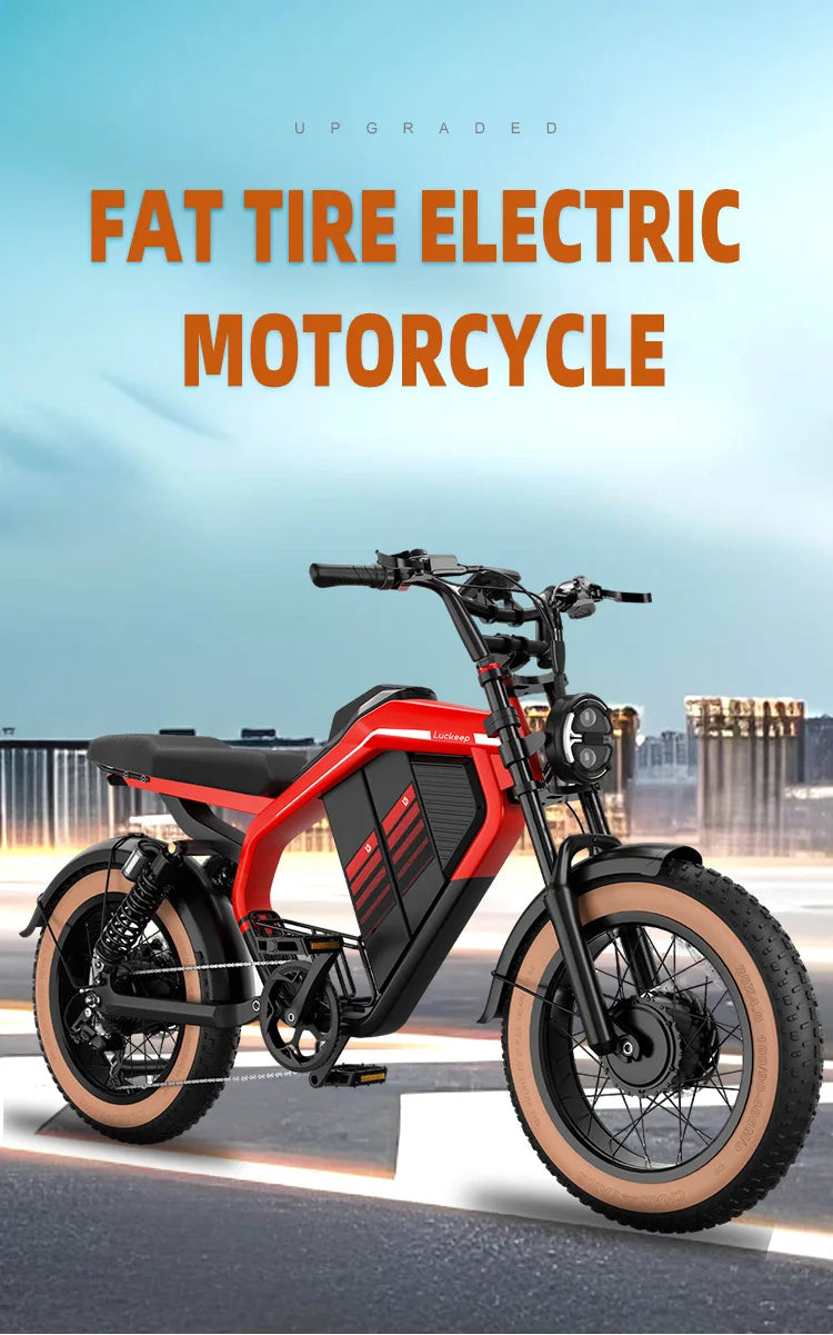 E-Bike 2000W Motor 52V40AH All-terrain Fully Suspended Off-road Motorcycle Electric Bike 20*4.0-inch Fat Tire  Electric Bicycle