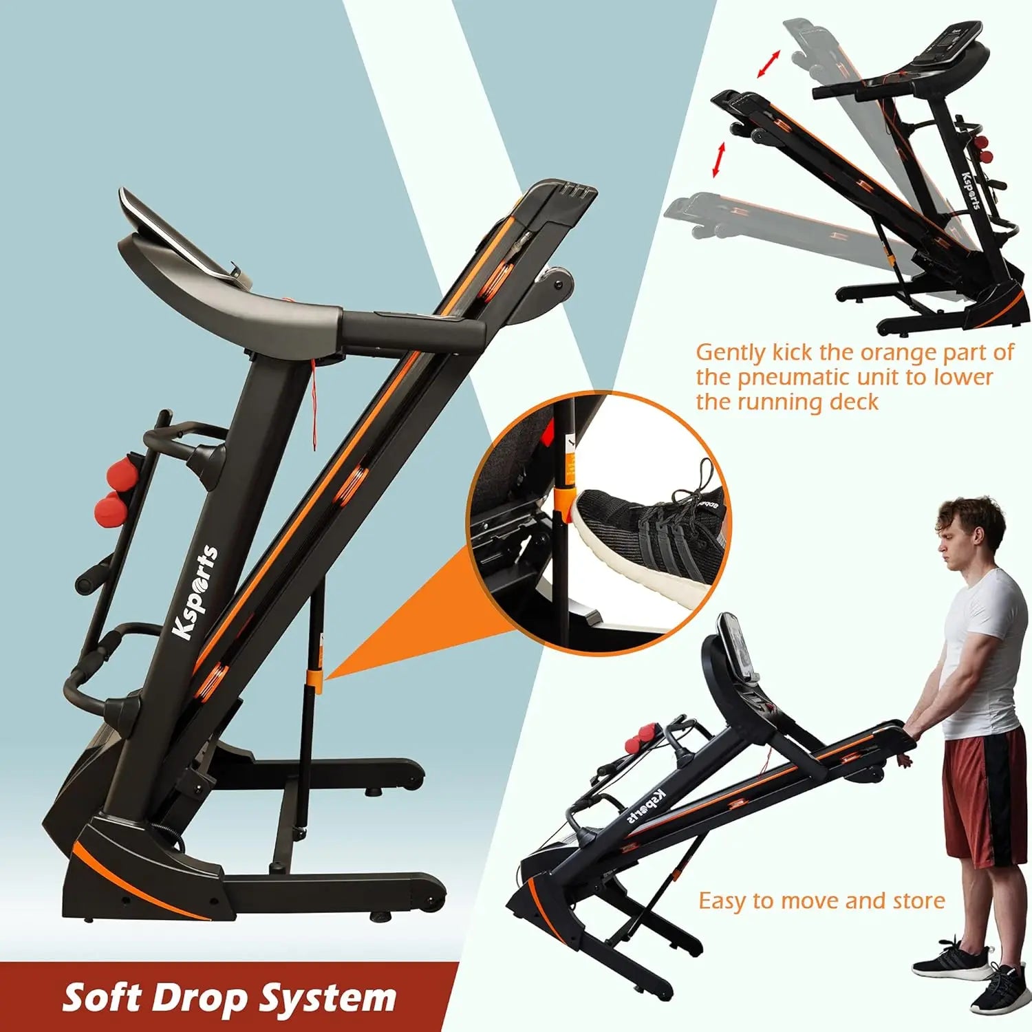 Foldable 16.5 Inch Cardio Fitness Portable Treadmill with Bluetooth Connectivity, LCD Display, and Tracking Apps for, Custom