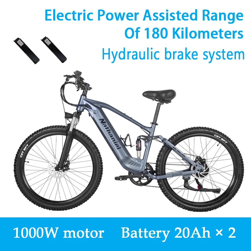 Nathaniel SYR03 Electric Bike 27.5' 1000W Adult Electric Assisted Bike 48V 20Ah Large Capacity Detachable Lithium Batteries Ebik