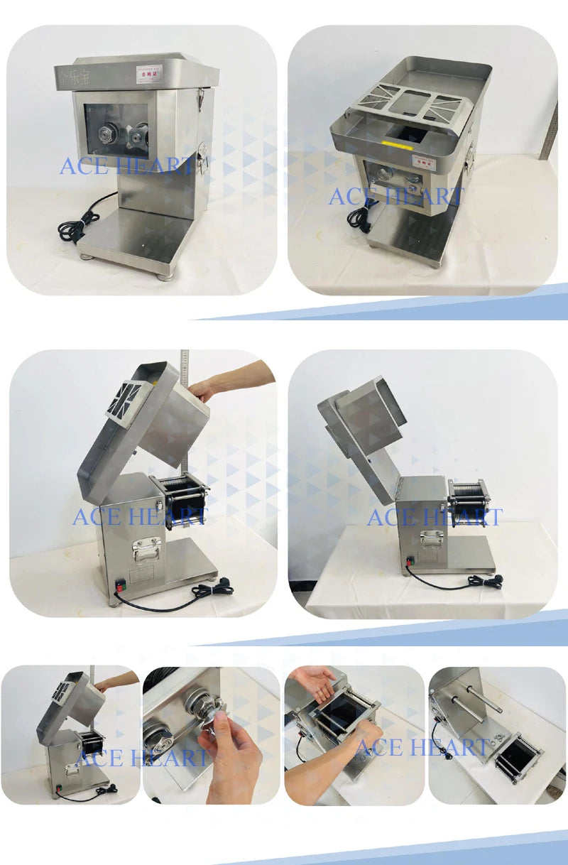 Desktop Meat Slicer For Fresh Meat Slicing Shredding Dicing Detachable Blade Electric Meat Cutting Machine