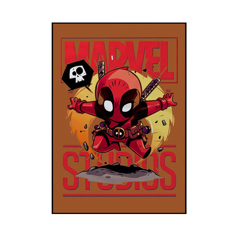 Frameless Marvel Superhero Wall Art Posters SpiderMan Iron Man Avengers Cartoon Canvas Painting Print Modern Kid Room Home Decor