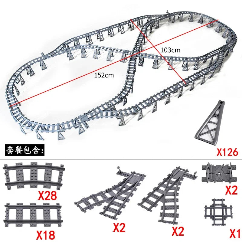 DIY Train Track Combination MOC Railroad Bridge Building Blocks Cross Track Bricks Toys Rail Car Scene Compatible With LEGO
