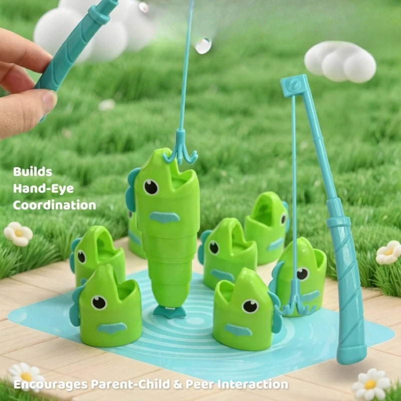 2 Player Competitive Fishing Game with Telescoping Rods, Stretchable Fish Catch Battle Toy, Family Interactive Entertainment Toy