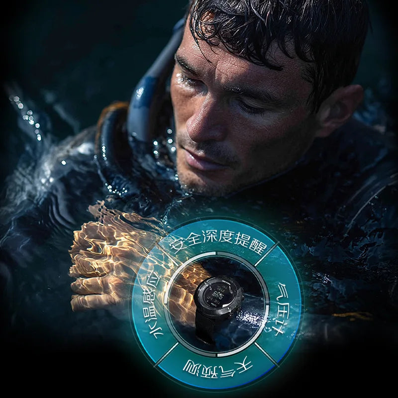 Outdoor Sports Smartwatch with Free Diving Altitude Air Pressure Compass World Time Waterproof 100 Meters