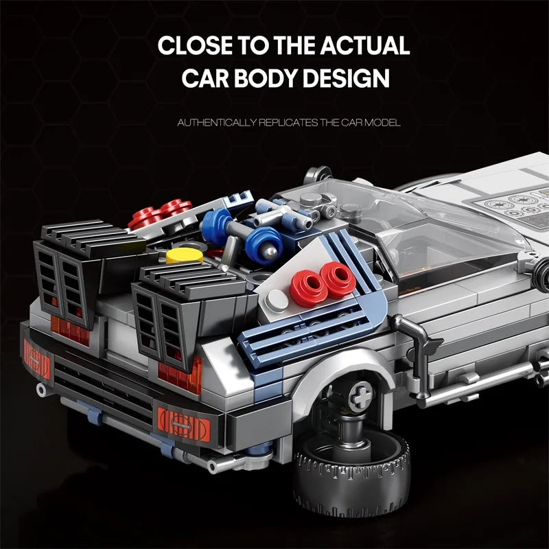 1:24 Classic Movie Racing Car Building Blocks MOC Model Sport Cars Toys Back Future Bricks Vehicle Festival Gifts for Boys Kids