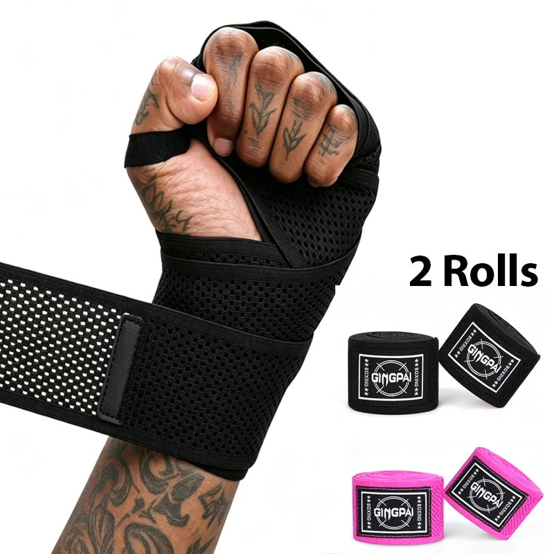 2 Rolls 3M Mesh Boxing Bandage Sports Strap Sanda KickBoxing MMA Hand Gloves Belt Wrist Wraps Muay Thai Training Gauntlets