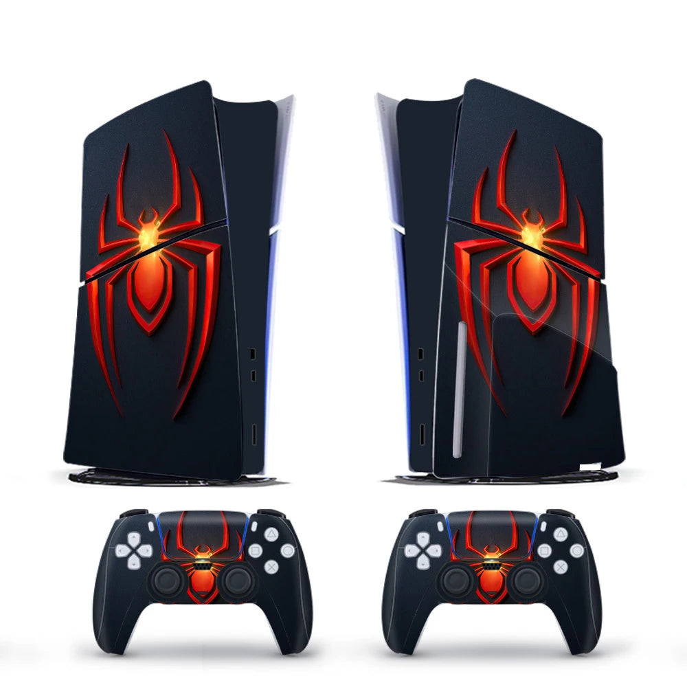 Vinyl Cover Skins for Playstation 5 Slim Console Controller Stickers Superhero Skin Wraps Set for PS5 Disc Edition Accessories