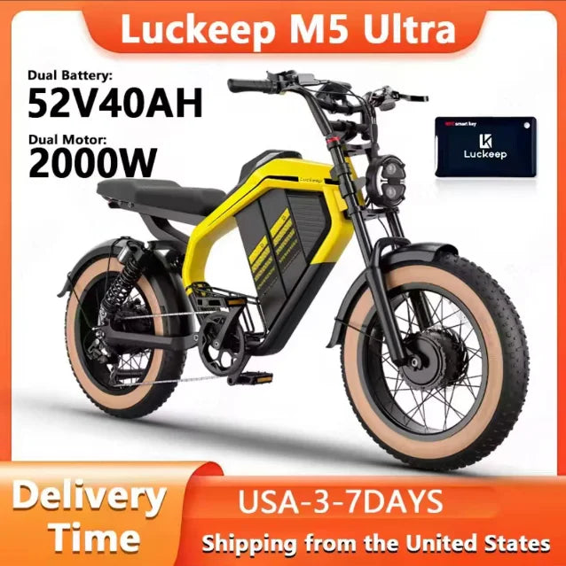 E-Bike 2000W Motor 52V40AH All-terrain Fully Suspended Off-road Motorcycle Electric Bike 20*4.0-inch Fat Tire  Electric Bicycle