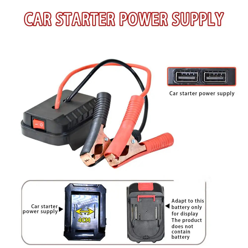 Jump-start your car effortlessly with this quick-charging lithium battery jump starter—featuring double USB ports for charging your devices on the go!