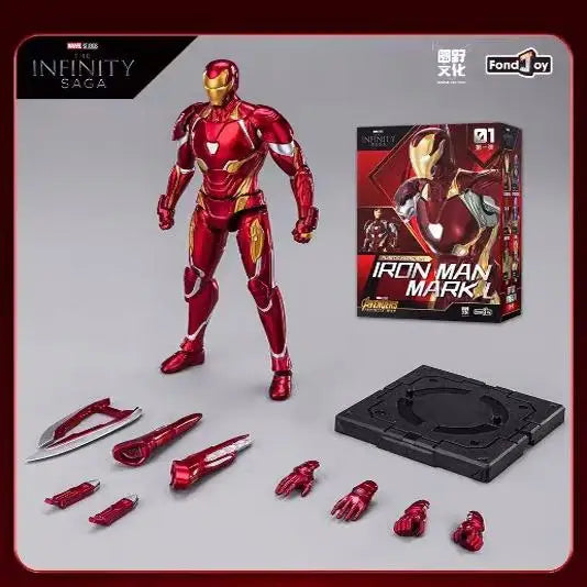 Original LED FondJoy Iron Man MK42 MK43 MK46 MK1 MK2 MK3 MK4 DIY Toys Action Figure Tony Stark Collection Anime Model Kids Gift