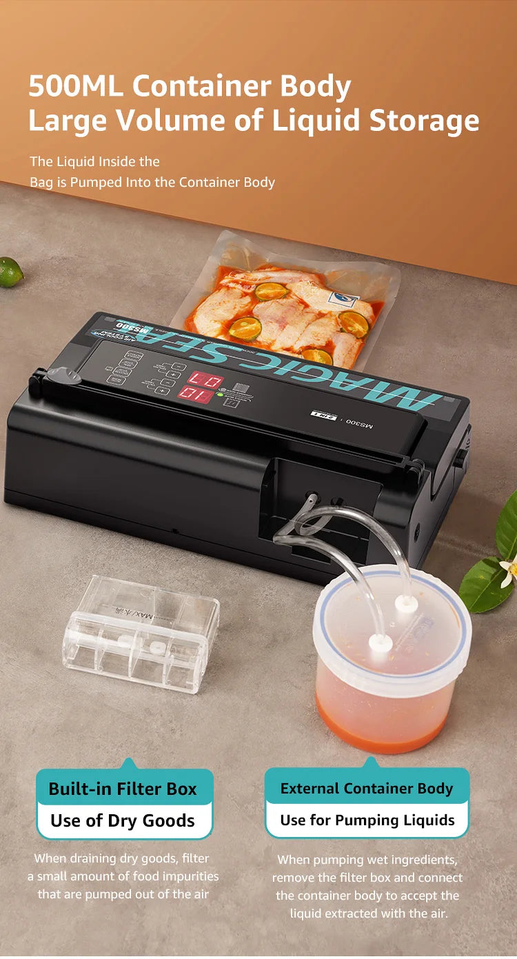 Vacuum Sealer Machine MAGIC SEAL MS300 for Food Plastic Packaging Sealer Mylar Bags Sealer Sealing machine Automatic Manual Mode