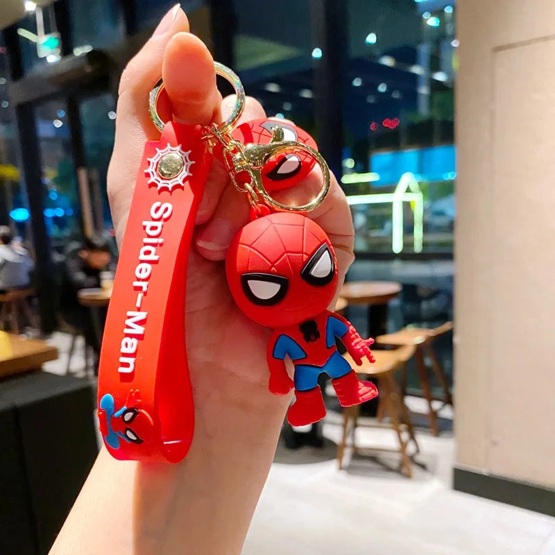 Classic SpiderMan Keychain Pendant Disney Marvel Amazing Inverted Silk Stereo Doll Car Hanging Decor Keychain Birthday Gift Toys