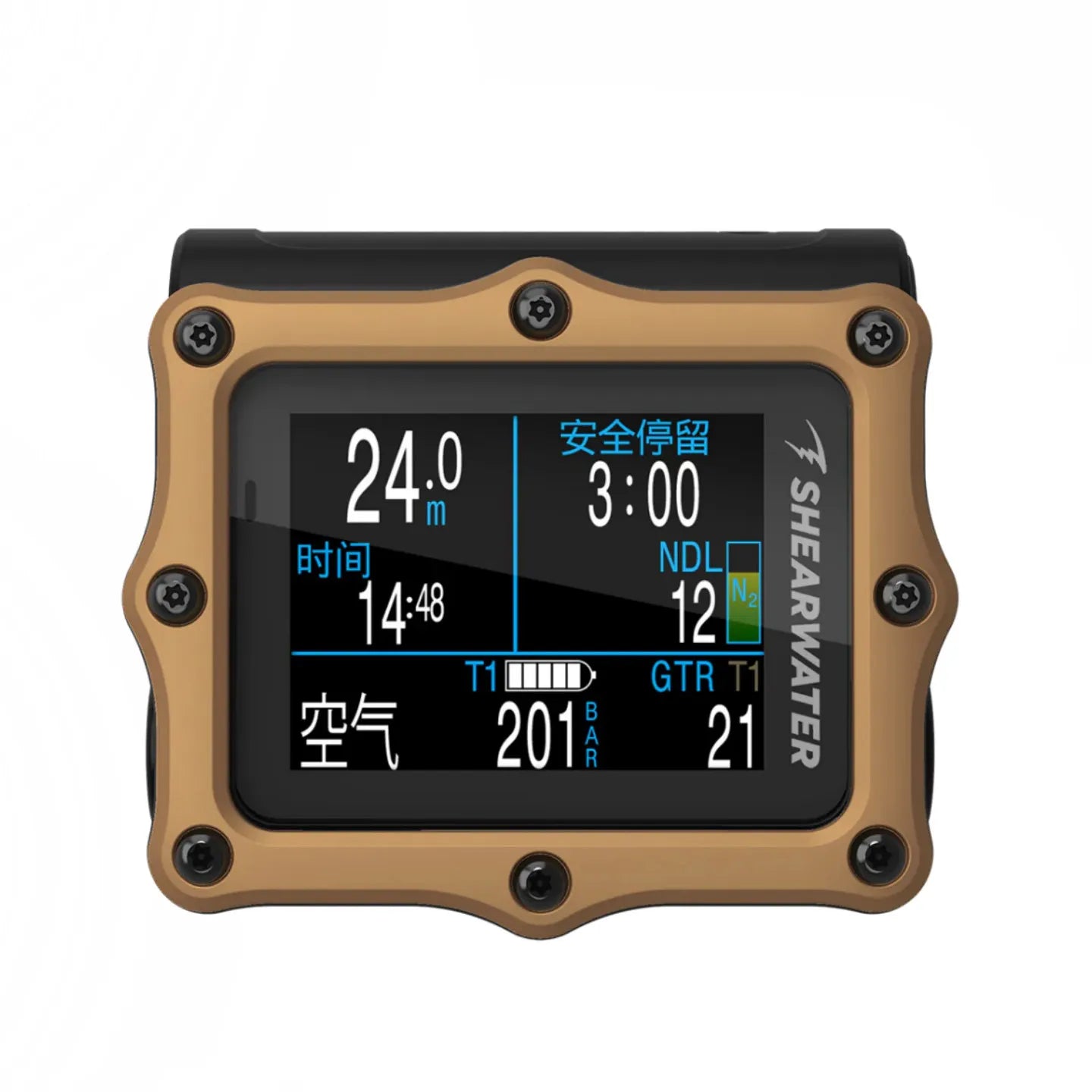 Shearwater Perdix 2 Ti Color Display Diving Computer, Chinese Language, SA & AI, Wireless Transmitter Compatible