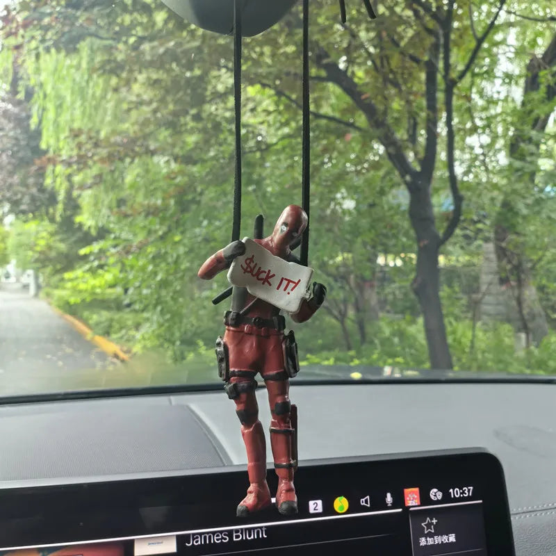 NWE Marvel Deadpool Car Rearview Mirror Pendant Reading Deadpool Car Pendant Mini Model Toy Action Figure New Hot Christmas Gift