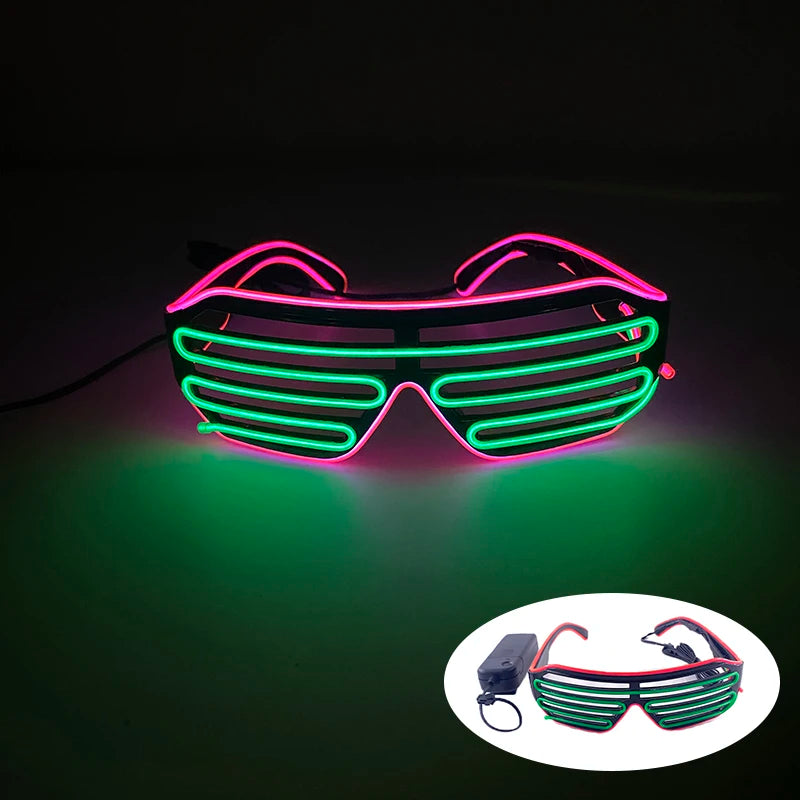 Fluorescent Colorful Glowing Glasses LED Light Up Party Glasses For Men Women Club Props Rainbow Neon Glasses Christmas Decor