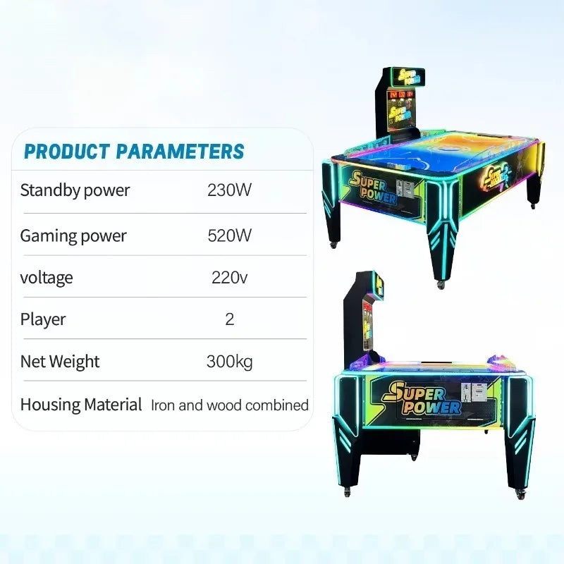 Custom Commercial Coin Operated Iron Sports Game Machine Air Hockey Table Arcade Interactive Multi-ball Customizable Automatic