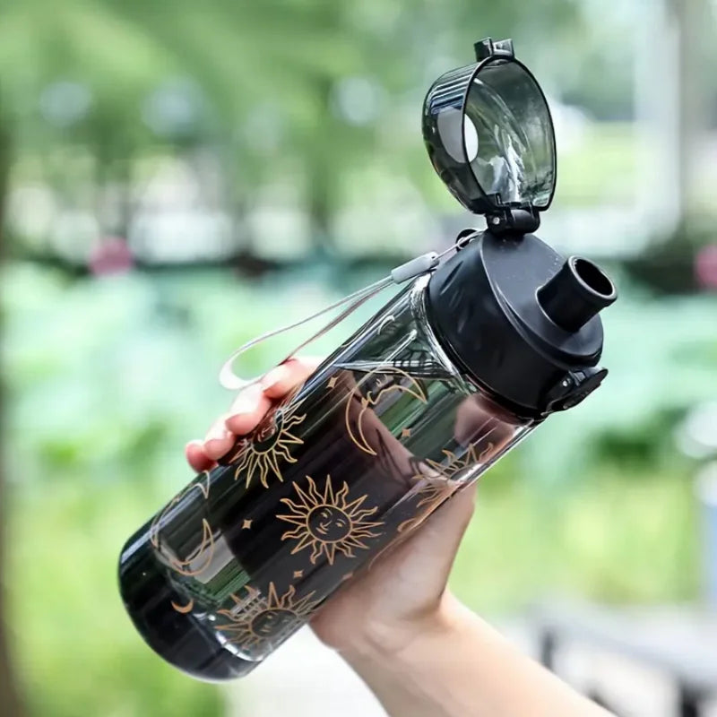 780ML Large Capacity Sports Transparent Water Bottle Leakproof Flower Plastic Drinking Bottles Outdoor Cycling Hiking Gym Jugs