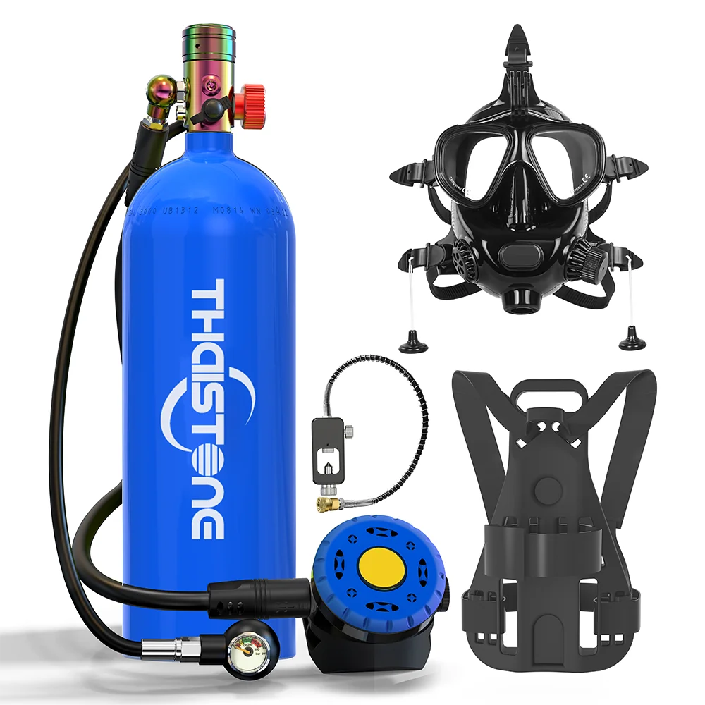 THAISTONE-Scuba Diving Air Tank with Mask Underwater Breath Air Tank, Oxygen Tank, Snorkeling Equipment, 2.3L, 30-40 Minutes