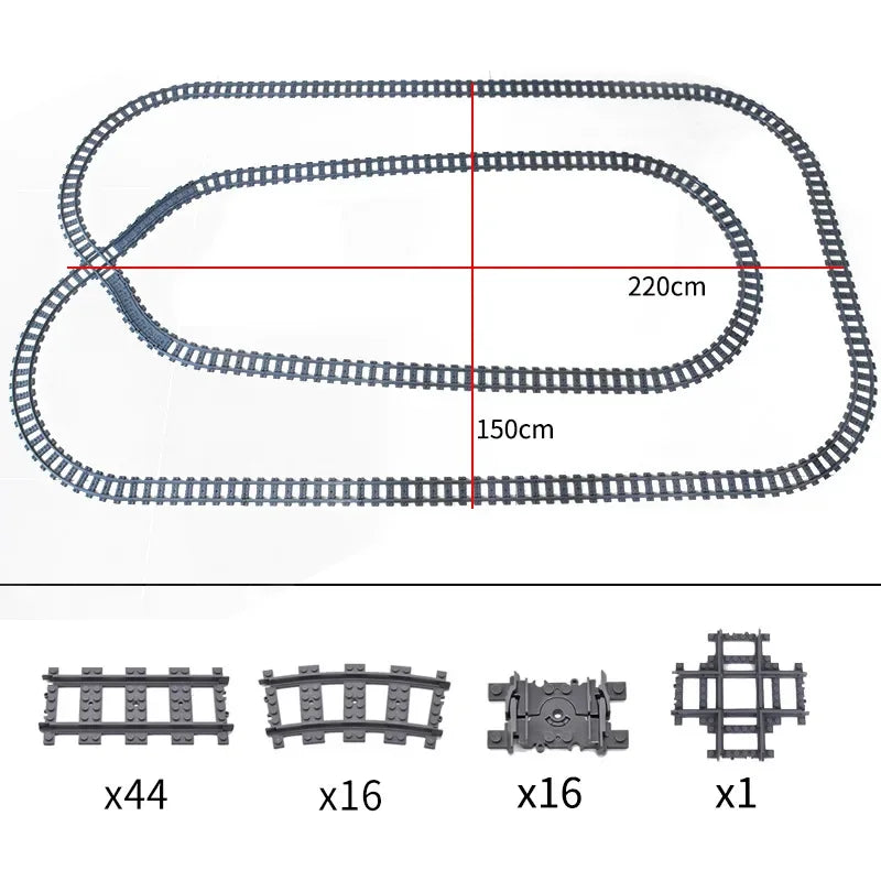 DIY Train Track Combination MOC Railroad Bridge Building Blocks Cross Track Bricks Toys Rail Car Scene Compatible With LEGO