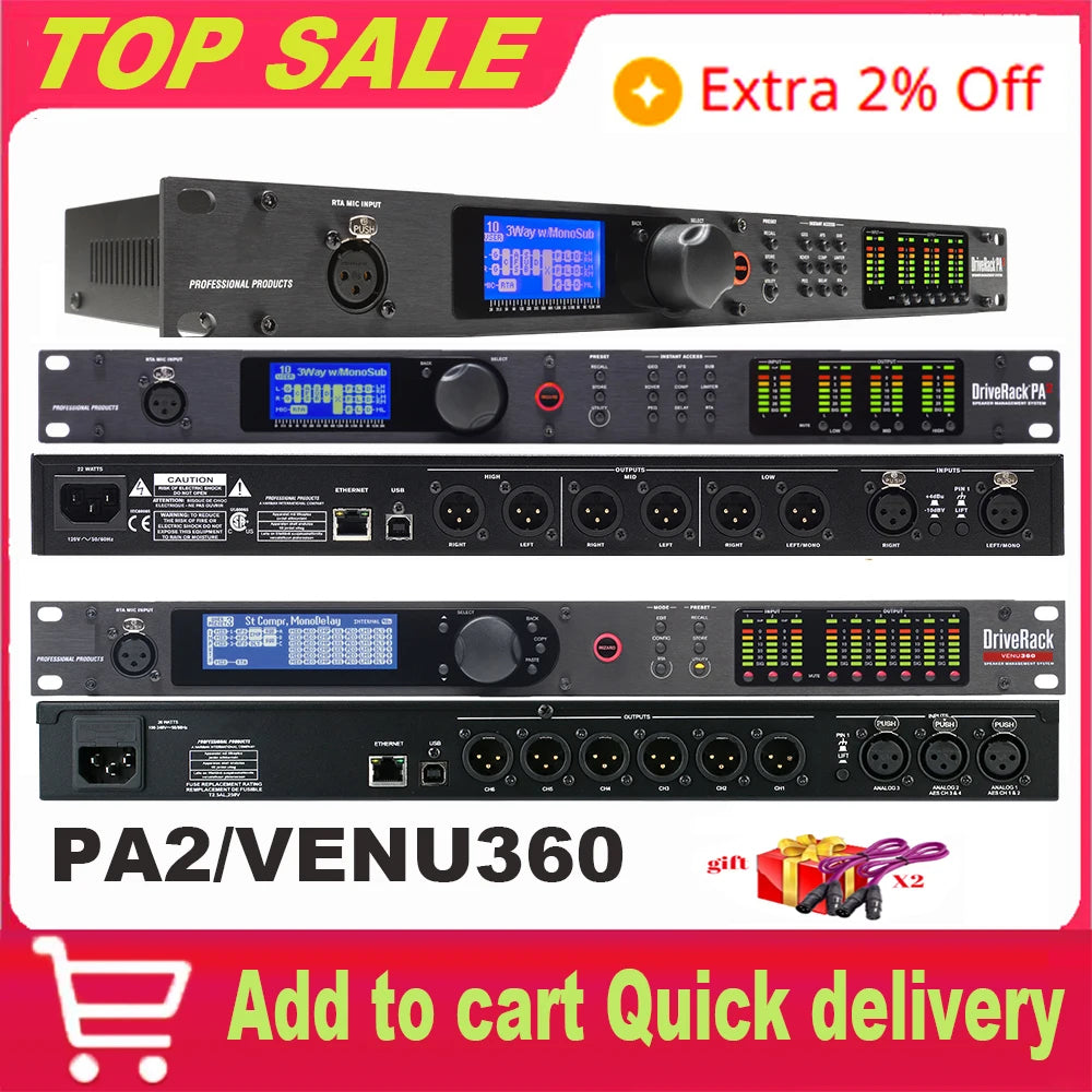 PA2/VENU360 2 Input 6 Output Stage Audio Processor Original Software Audio DriverRack PA2 Professional Speaker Audio Equipment
