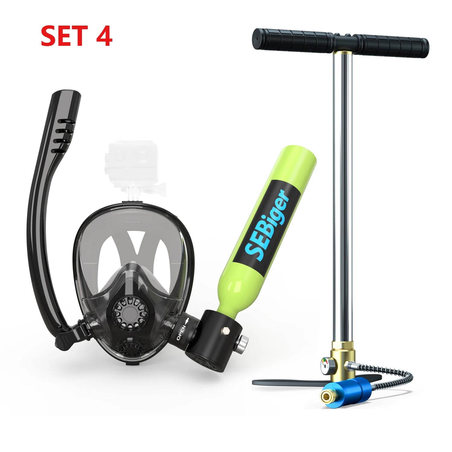 SEBIger 0.5L Diving diving tank Set and Full Face Mask for Beginner Swimmers,5-10 minutes underwater,Reusable,outdoor traveling