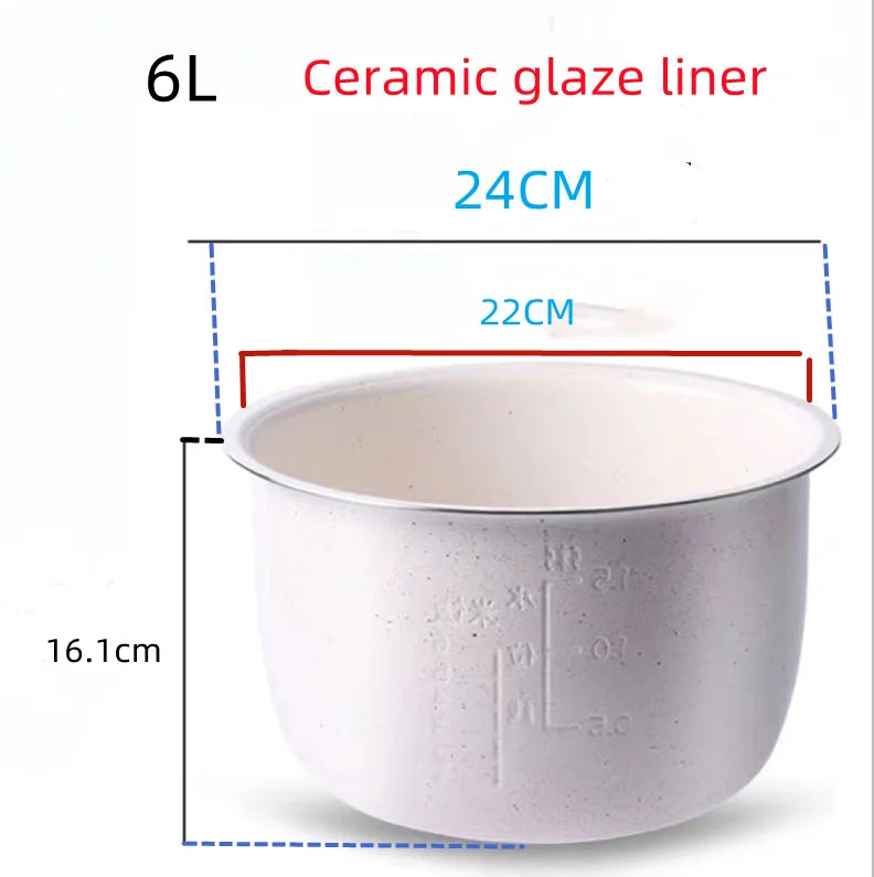 Stainless steel liner without coating ceramic glaze liner rice cooker rice cooker electric pressure cooker inner bowl 4L 5L 6L