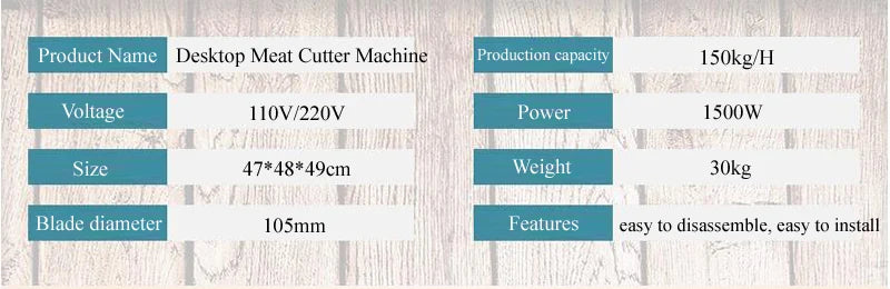 Desktop Meat Slicer For Fresh Meat Slicing Shredding Dicing Detachable Blade Electric Meat Cutting Machine