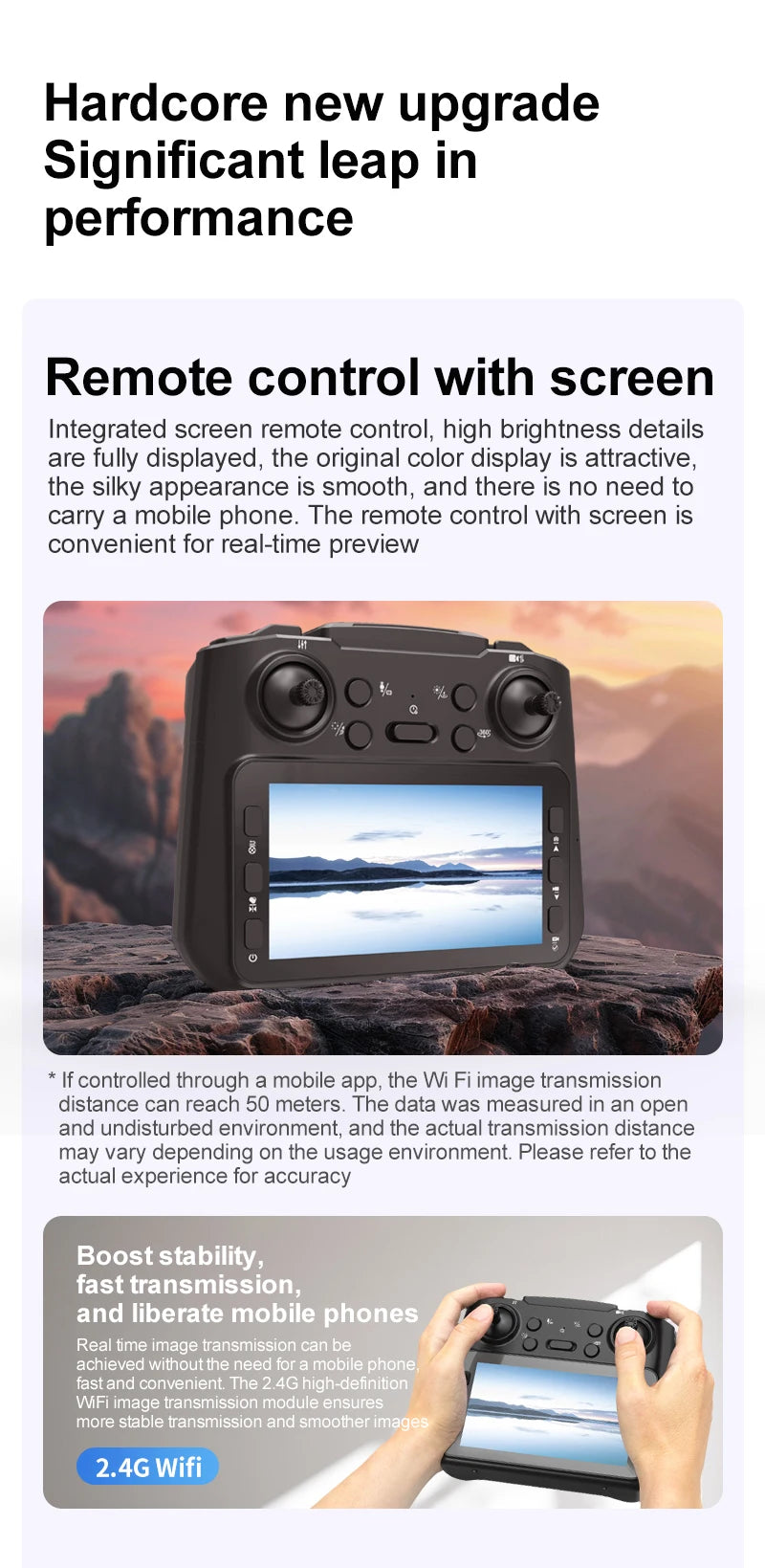 The new drone features a 4.5-inch display screen, one-click rolling, and dual-camera optical flow intelligent positioning