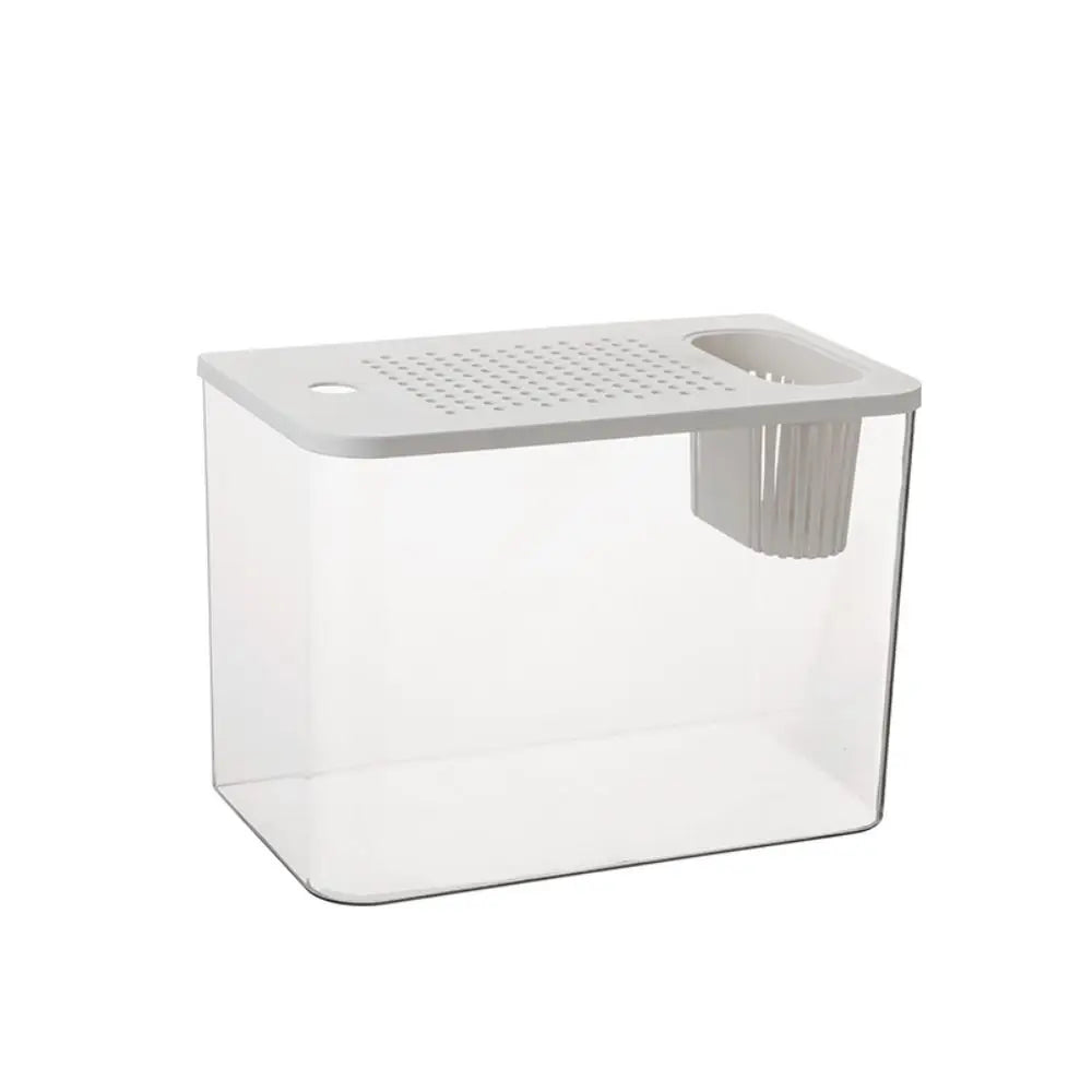 PET+ABS Fish Tank New Transparent with Lid Aquarium Drop Resistant Hydroponic Tank Turtle Tank Home