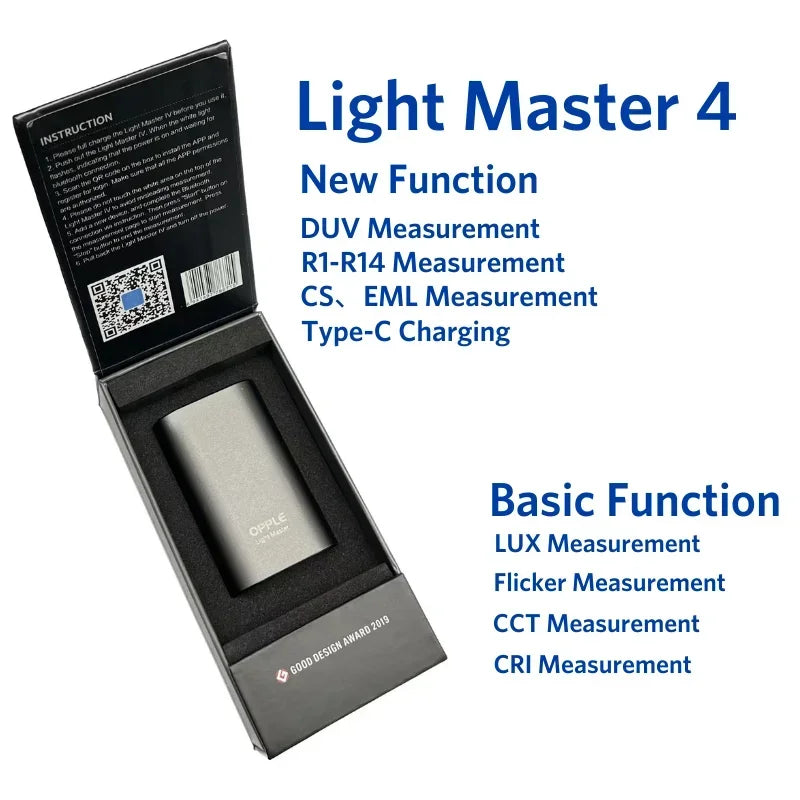 OPPLE Light Master 4 Light Lux CRI DUV R1-R14 Flicker Meter LED Flashlight Bluetooth IOS Android Tester Tool Lighting Sensor