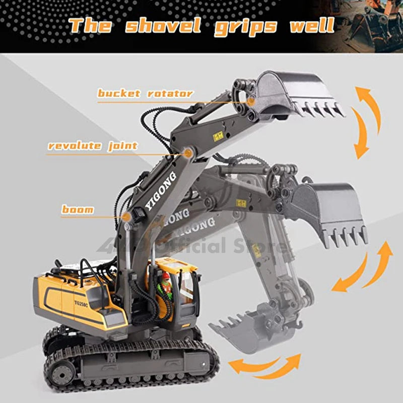 4WD Remote Control Excavator 4x4 Alloy Dump Truck Bulldozer Radio Model RC Car Construction Vehicle with Lights Sound Toy Gift